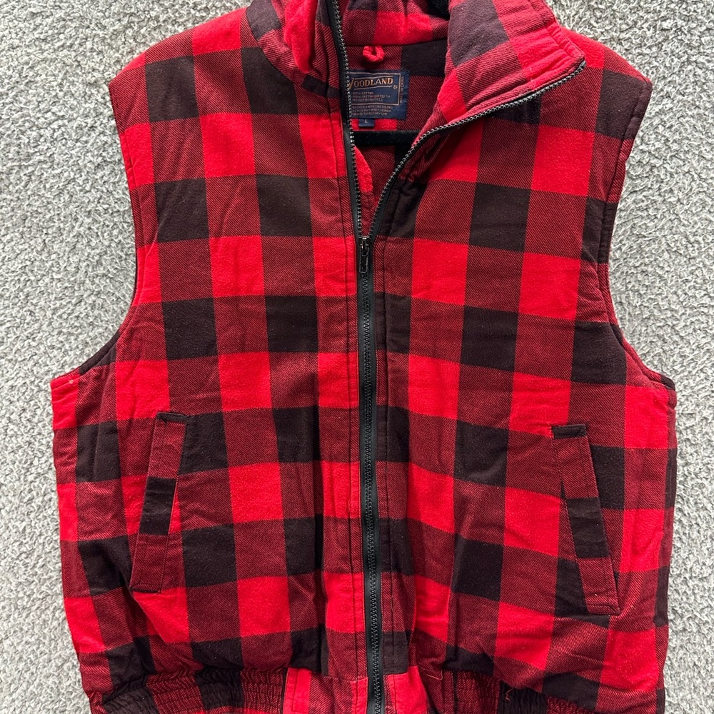 Buffalo Plaid Red and Black Vest - WOODLAND